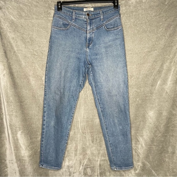 Vibrant m.i.u. Tapered Mom Jean Pants V-Front Panel Made in USA 99% Cotton Sz 9 - Picture 1 of 9